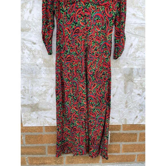 RIXO London Women's Red Katie Paisley Crepe Midi Dress size UK XL USA size 12 - Picture 10 of 13